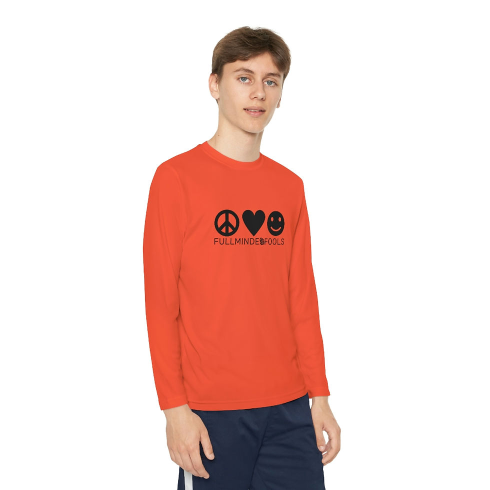 Thumbnail: Peace, Love, and Happiness Youth Long Sleeve Competitor Tee