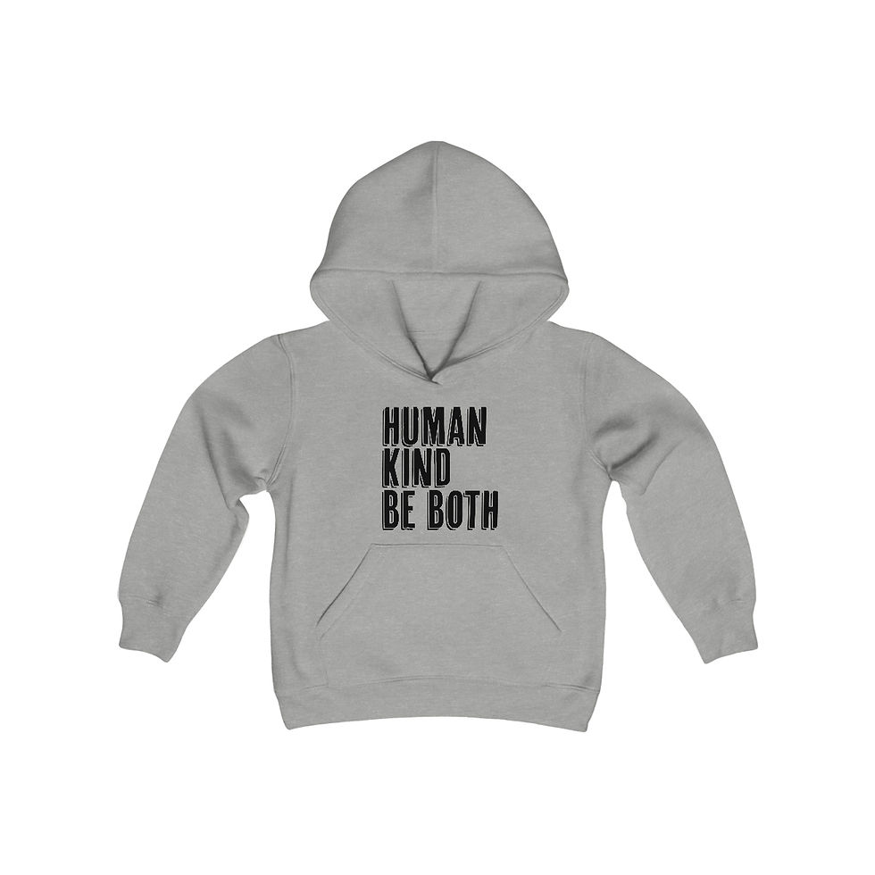 Thumbnail: Human, Kind, Be Both Youth Heavy Blend Hooded Sweatshirt