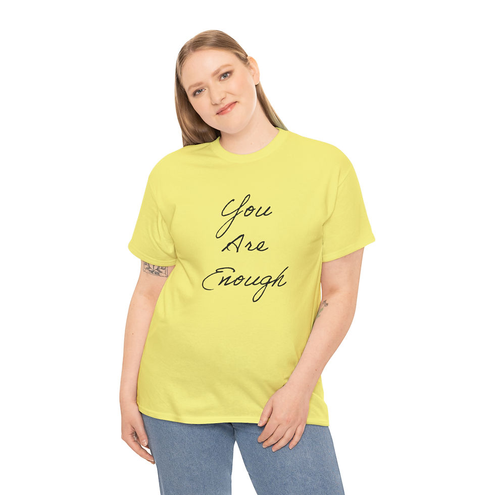 Thumbnail: You Are Enough (Stacked Black Text) Unisex Heavy Cotton Tee