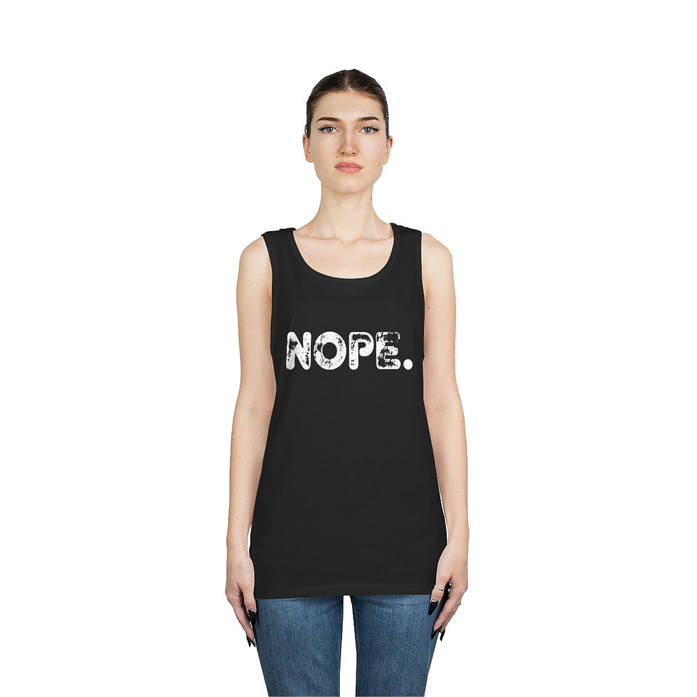 Thumbnail: Nope. White Text Unisex Heavy Cotton Tank Top