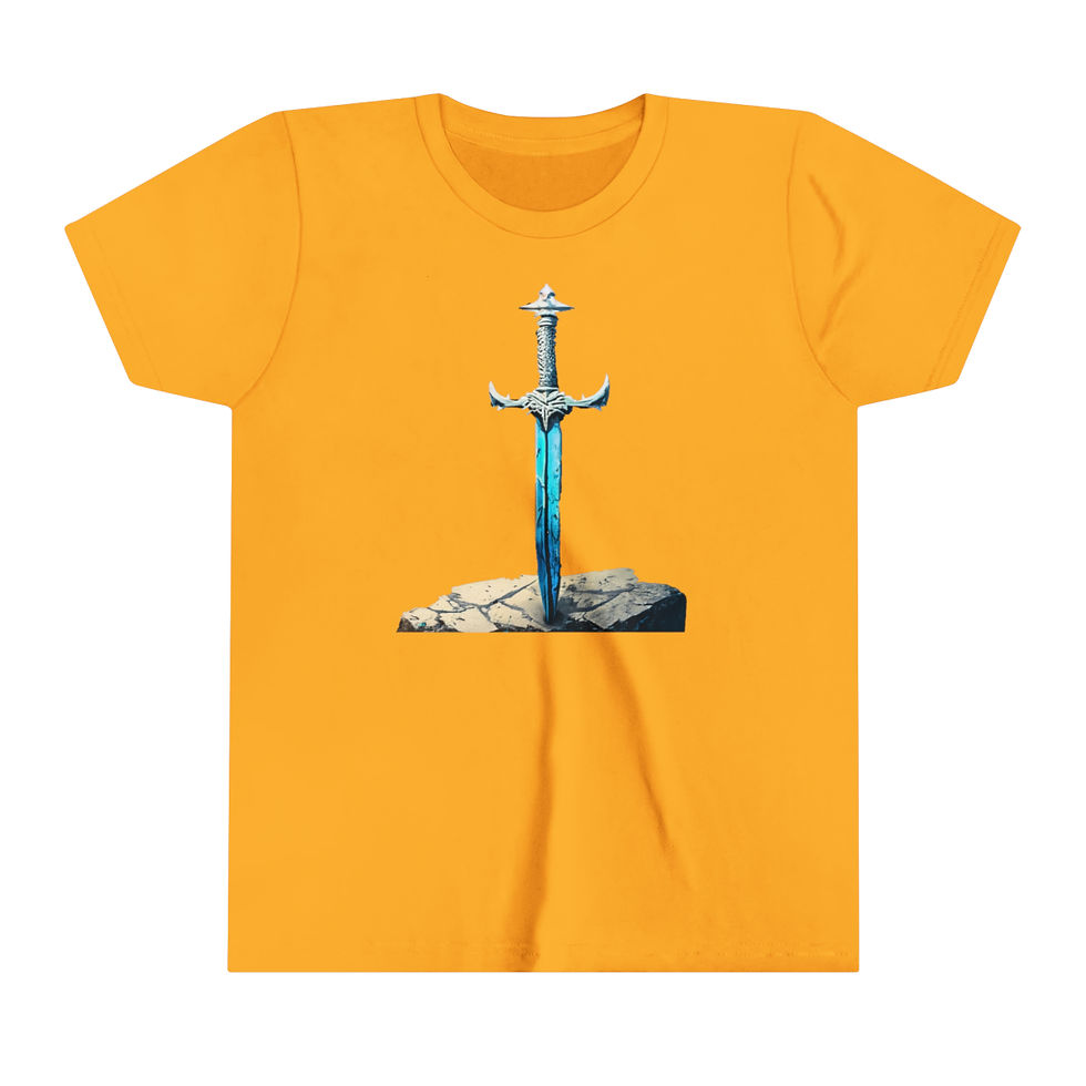 Thumbnail: Masterful Sword & Stones (Upright) Youth Short Sleeve Tee