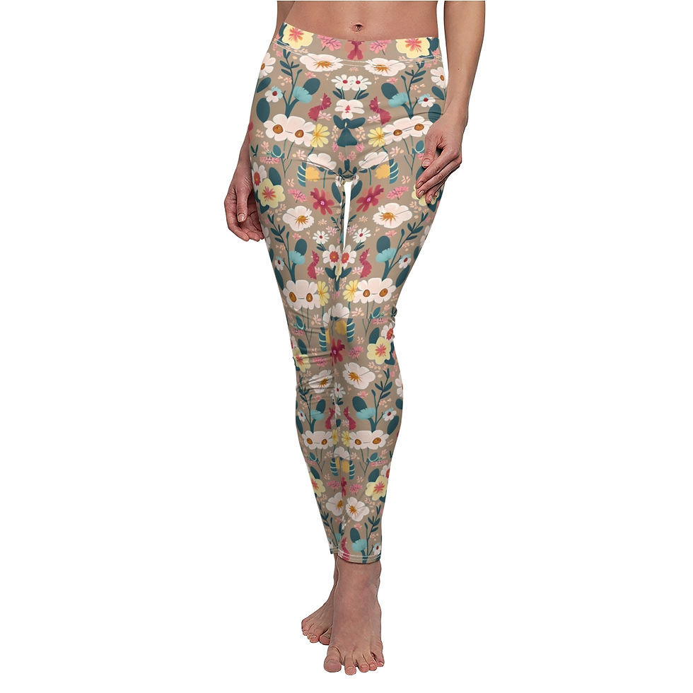 Thumbnail: Sandy Florals Women's Cut & Sew Casual Leggings (AOP)