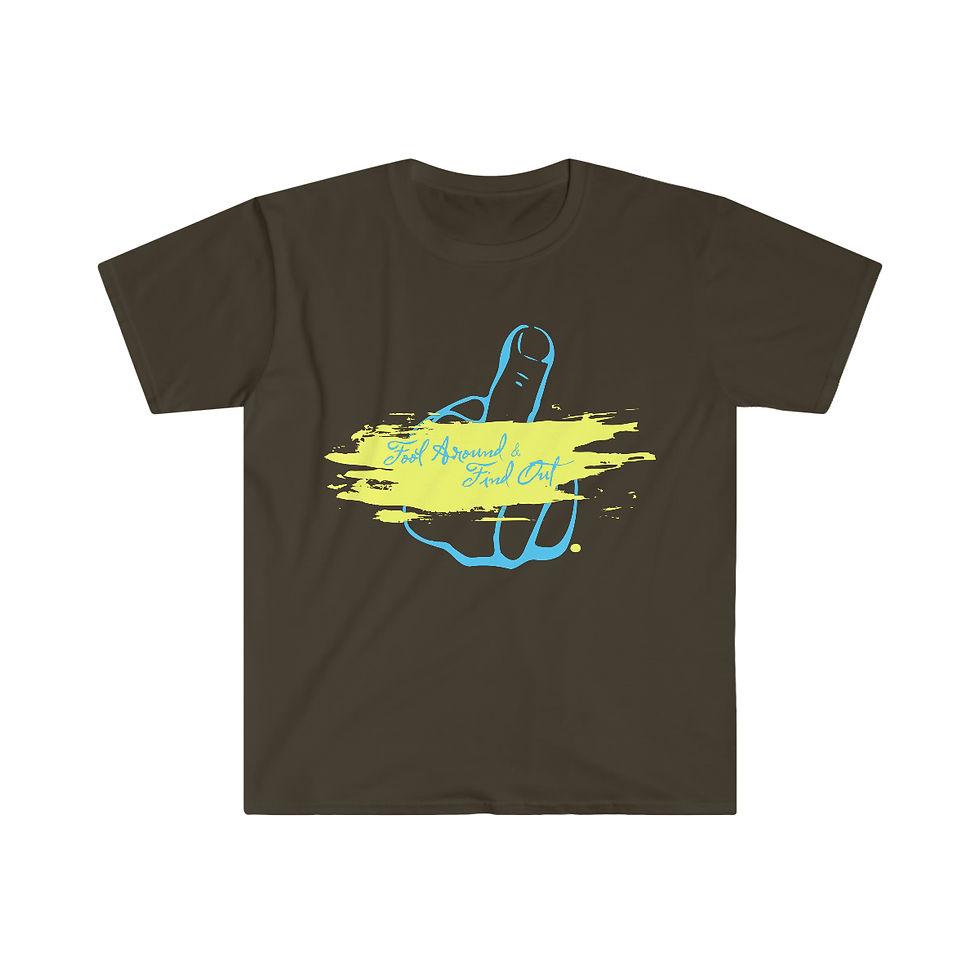 Thumbnail: Fool Around & Find Out Blue and Yellow Graphic Unisex Softstyle T-Shirt