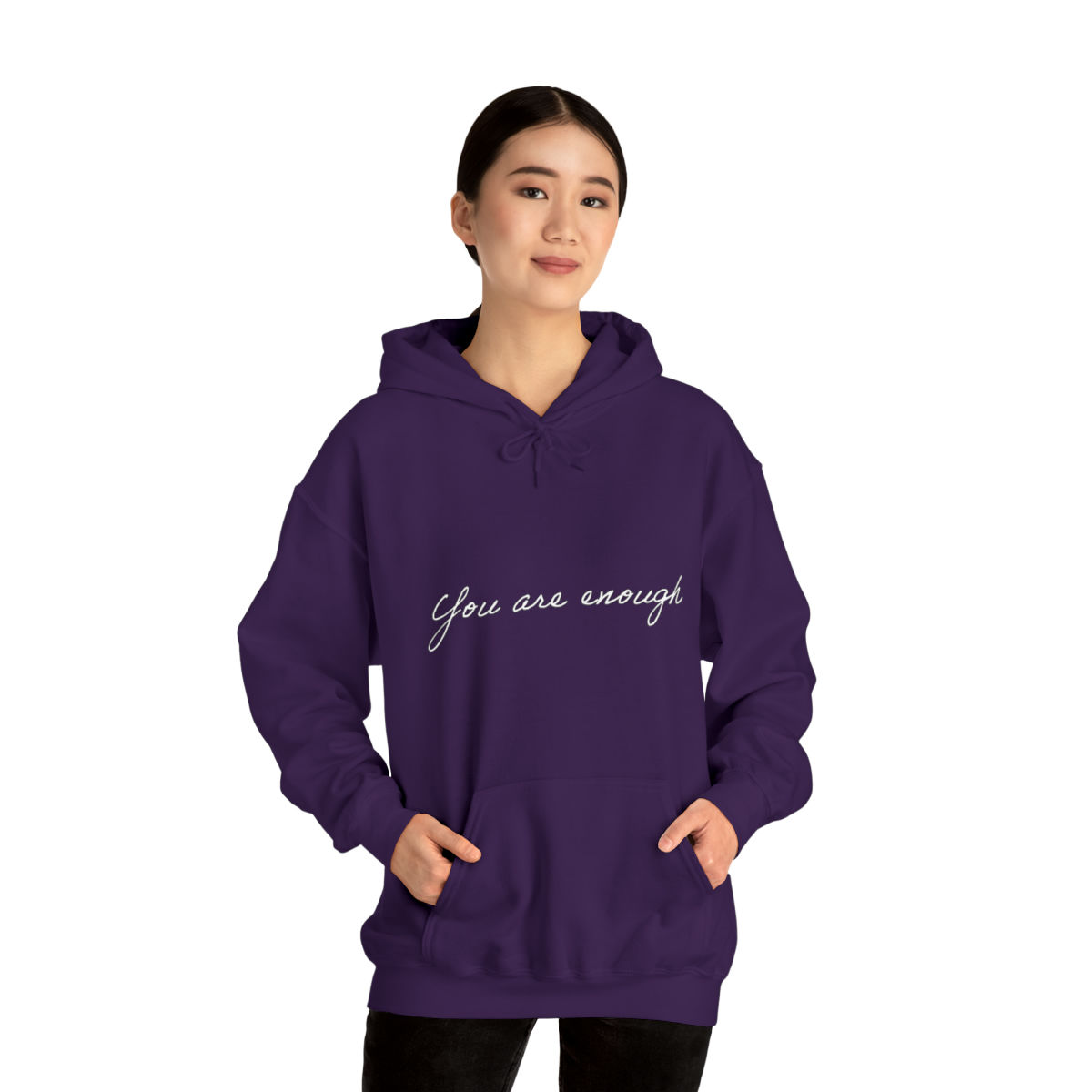 You Are Enough (White Text) Unisex Heavy Blend™ Hooded Sweatshirt