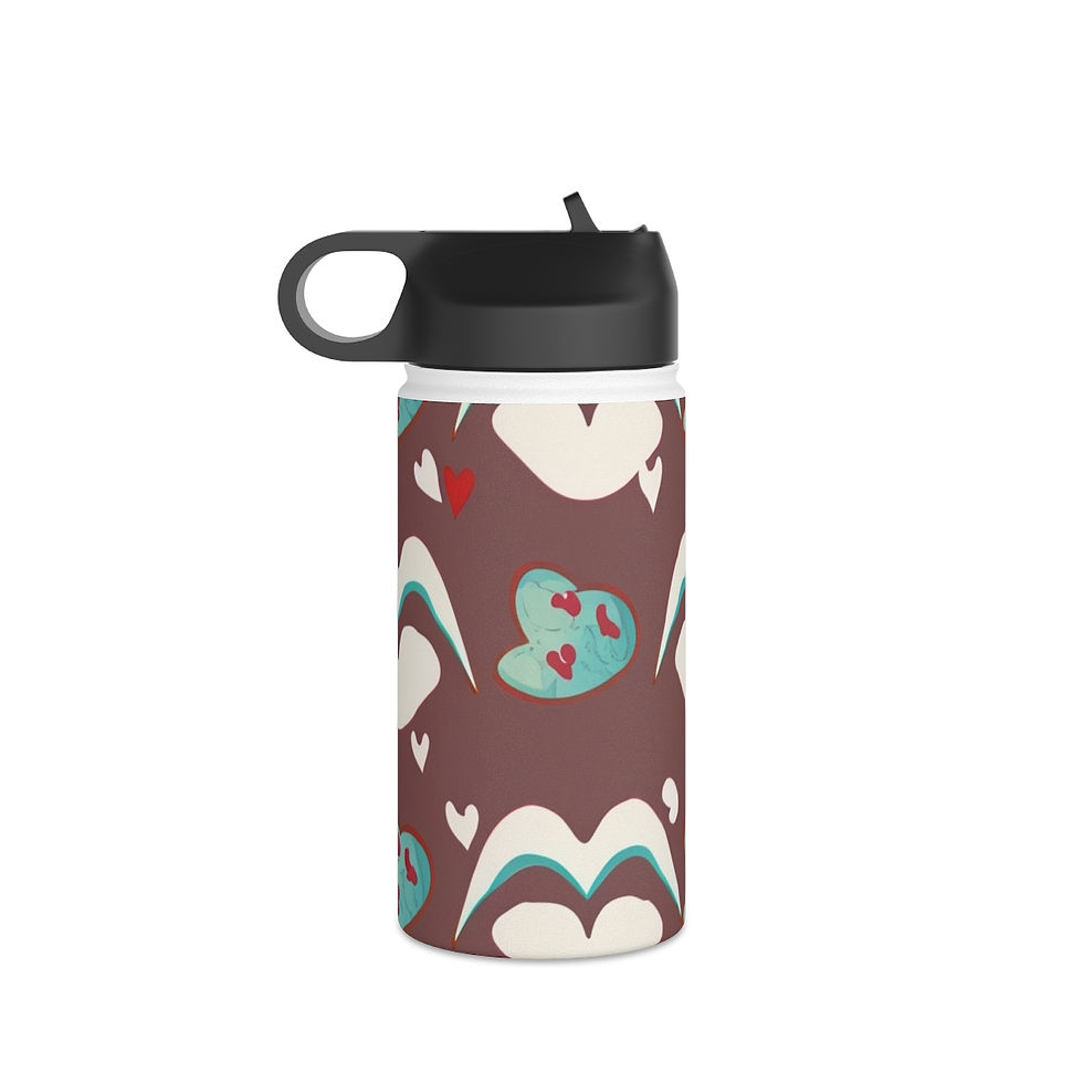Thumbnail: Tranquil Hearts Stainless Steel Water Bottle, Standard Lid