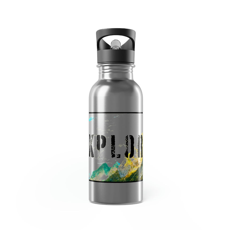 Thumbnail: "Explore" Fools Graphic Stainless Steel Water Bottle With Straw, 20oz