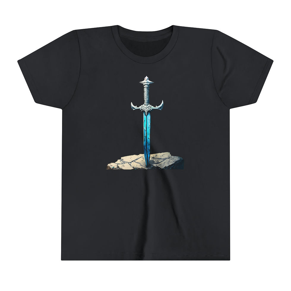 Thumbnail: Masterful Sword & Stones (Upright) Youth Short Sleeve Tee