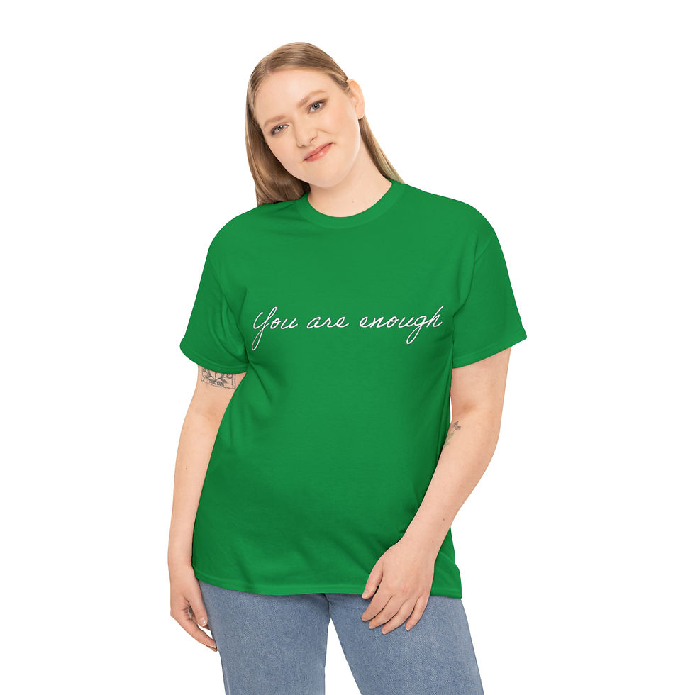 Thumbnail: You Are Enough (White Text) Unisex Heavy Cotton Tee