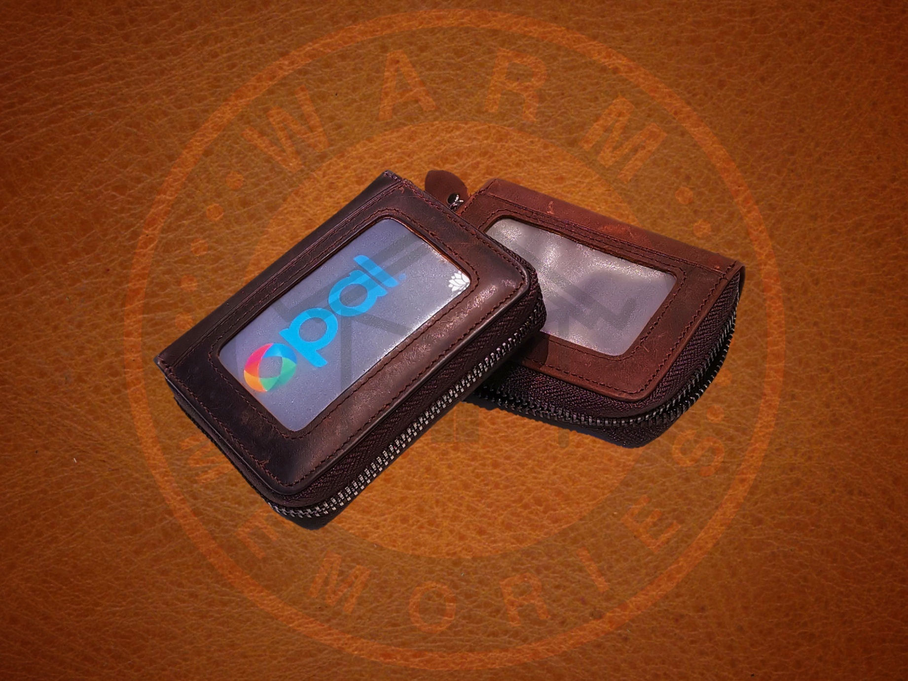 Low-profile Leather zippy around Multi-slot card Holder