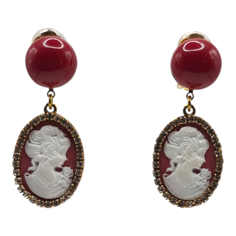 Miniature : Boucle d'oreille clip sans perçage originale Camille burgundi