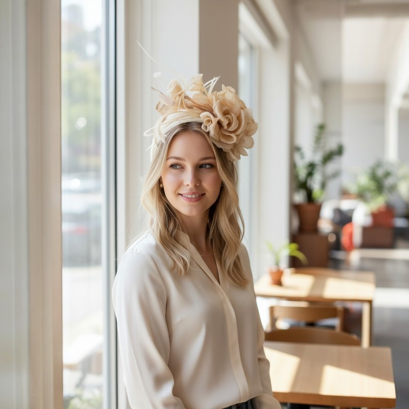 Thumbnail: Madeleine chapeau cérémonie rose poudré