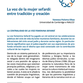 La voz de la mujer Sefardí: entre tradición y creación