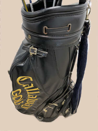dn1 Callaway GOLF BAG オールレザー 黒 Vtg Callaway Golf Leather Duffle Bag Embroidered Logo