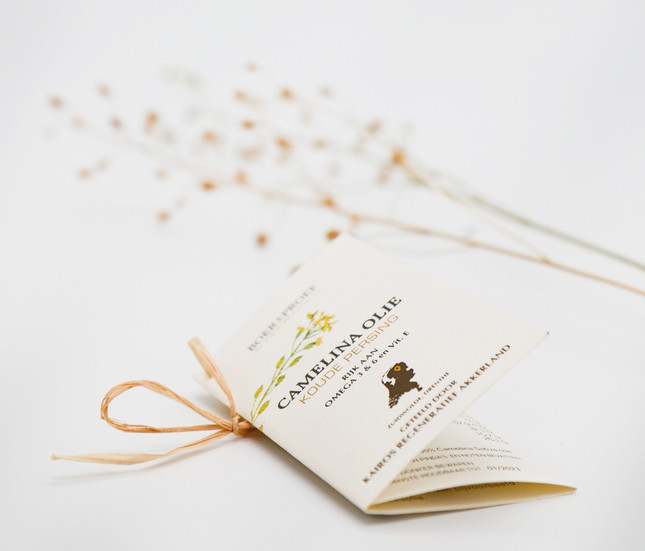 Label van Camelina olie Kairos