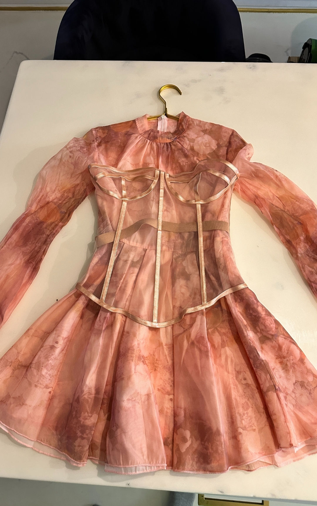 Pink Floral Dress with Corset