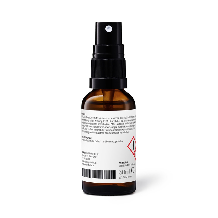 Advent Raumspray der Bärenapotheke Graz mit warmem Duft aus Zimt, Nelken und Orange.