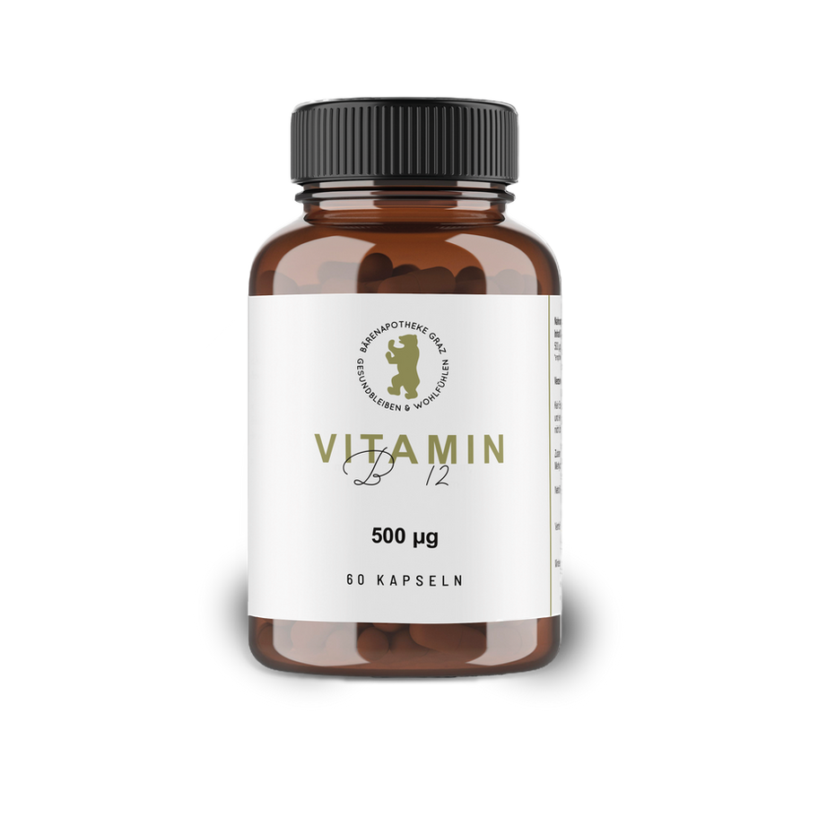 Hochwertige Vitamin B12 Kapseln aus der Bärenapotheke Graz - Unterstützen Sie Ihre Gesundheit und Vitalität.