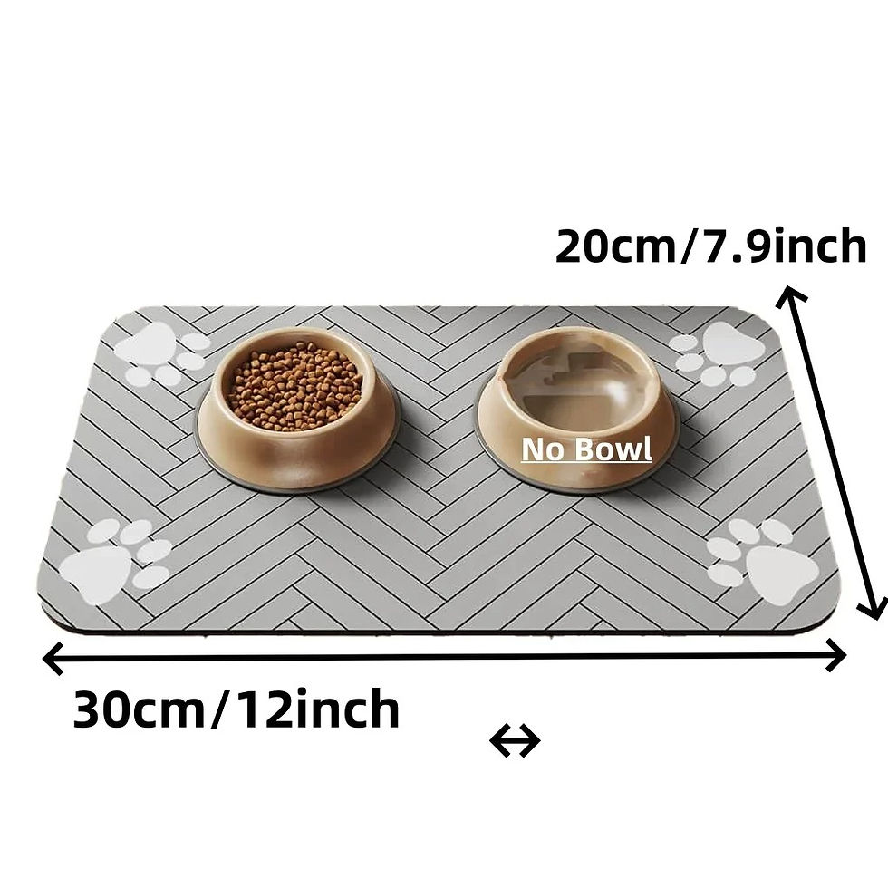 Thumbnail: 30x20cm pet feeding mat with food bowls and paw prints