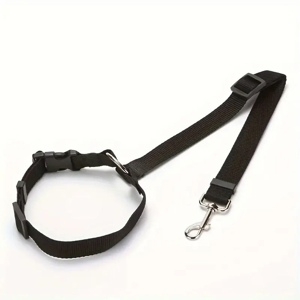 Thumbnail: Adjustable pet car seat belt with headrest restraint