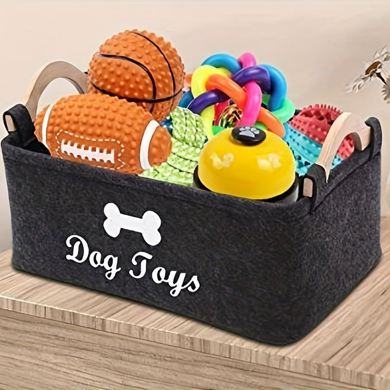 Felt dog toy box for organizing pet supplies