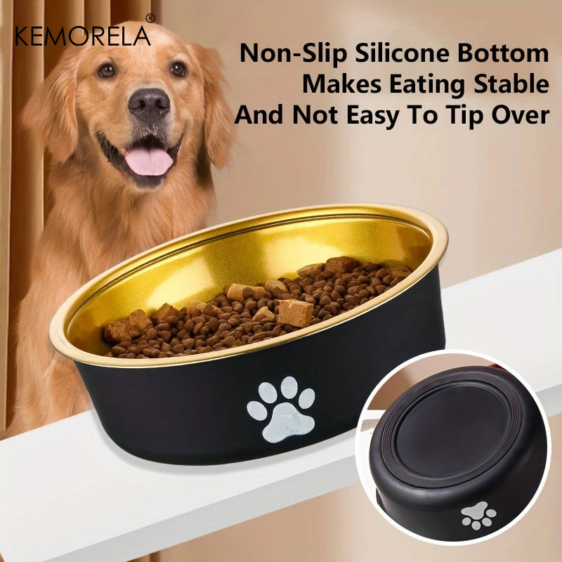 Anti-slip dog bowl with non-slip silicone bottom