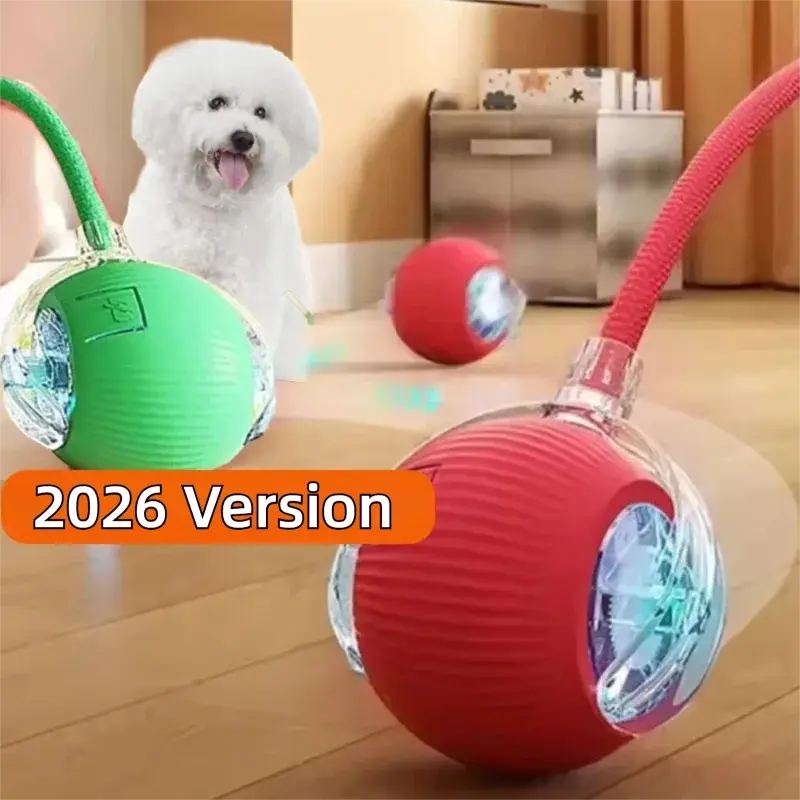Automatic rolling dog ball toy with white puppy