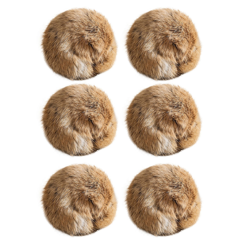 Thumbnail: Six brown rabbit fur ball interactive cat toys with catnip