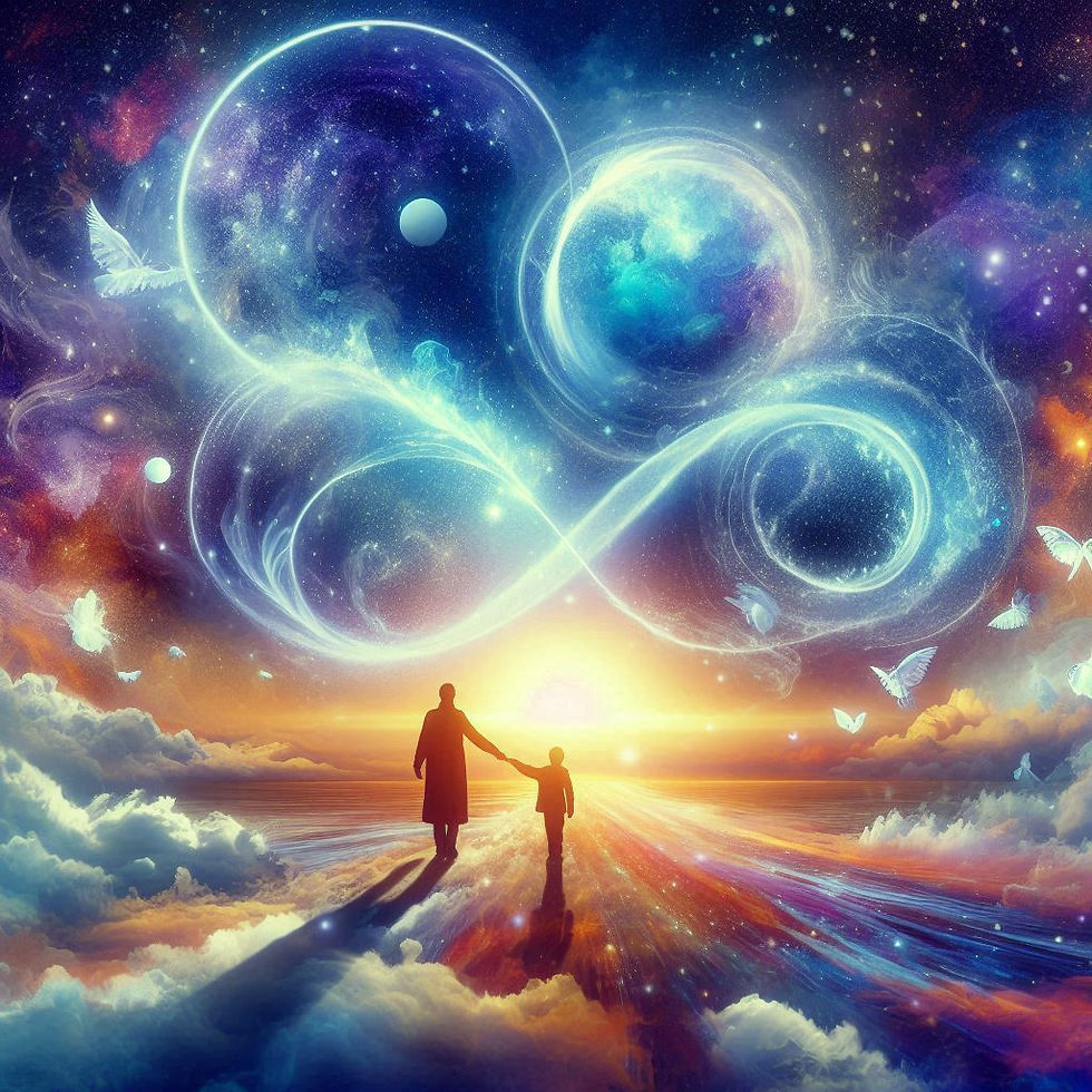 Unendliche Lichtlandschaft, die ewigen Frieden und zeitlose Harmonie symbolisiert