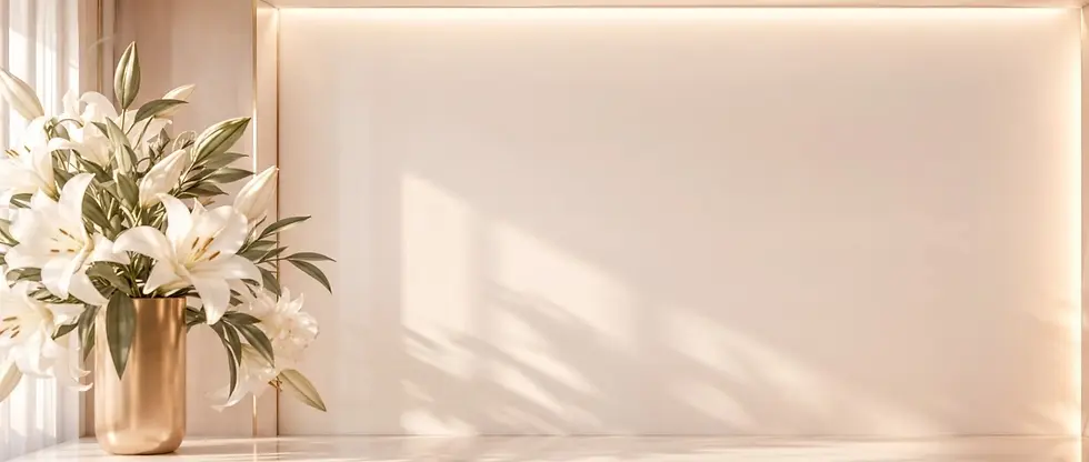 Interior photography of a minimalist beige wall with soft light and plant shadows cast across the surface. A calm, serene environment with a modern, clean aesthetic.
