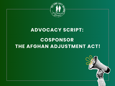 Tell Your Members of Congress: Cosponsor the Afghan Adjustment Act!
