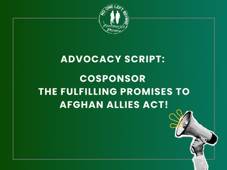 Tell Your Senators: Cosponsor the Fulfilling Promises to Afghan Allies Act!