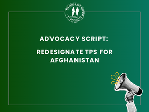 Tell Your Members of Congress: Redesignate TPS for Afghanistan Today!