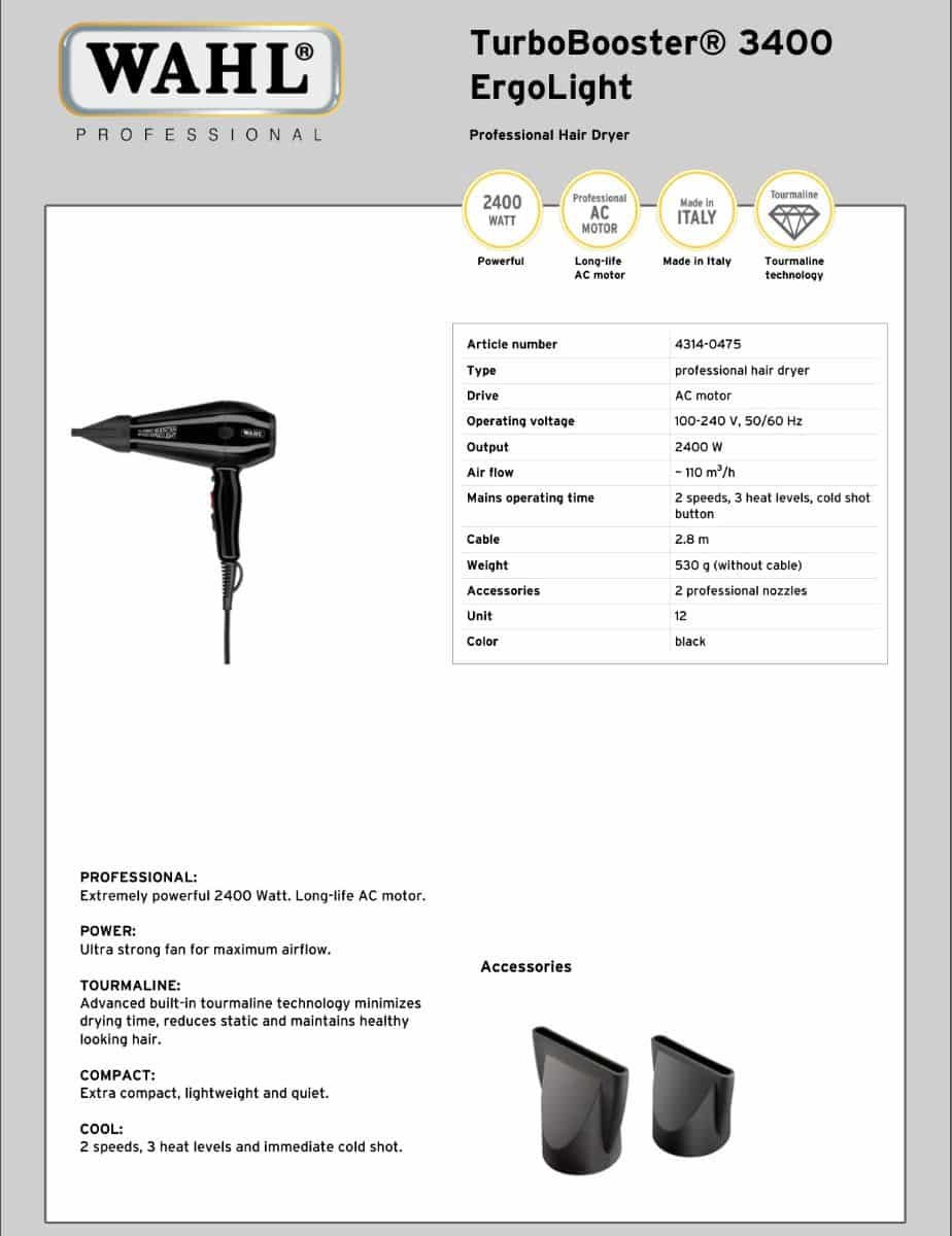 Miniatyrbild: Wahl Turbo Booster 3400 Light 2400W