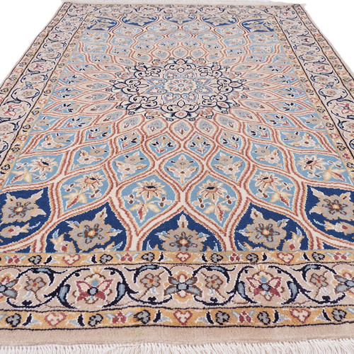 ペルシャ絨毯 ナイン 9la 90×60cm ペルシャ絨毯 ナイン 玄関マット 手織 本物 イラン 60x40cm 9la