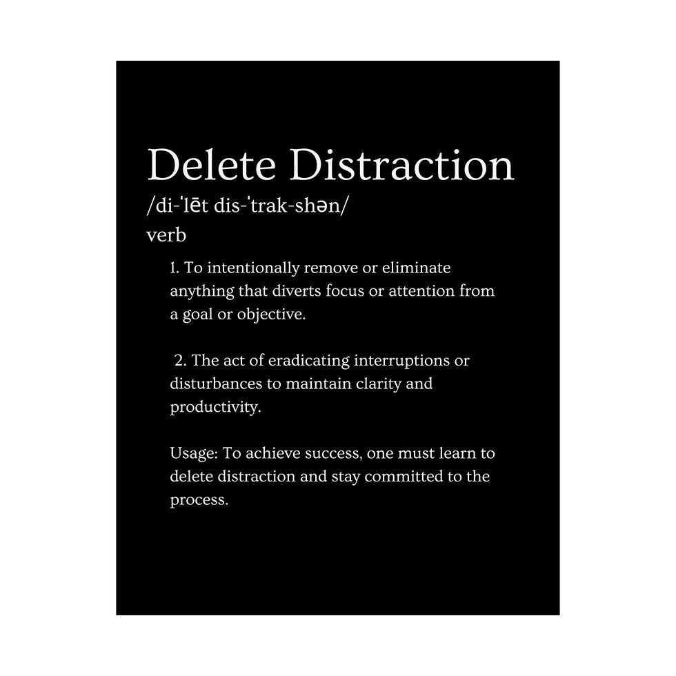 Thumbnail: “Delete Distraction” Motivational Poster- Verb Dictionary 