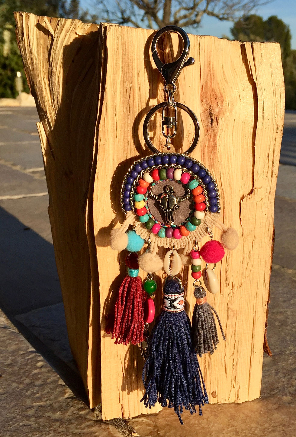 Miniature : Porte clefs perles buffle bleu