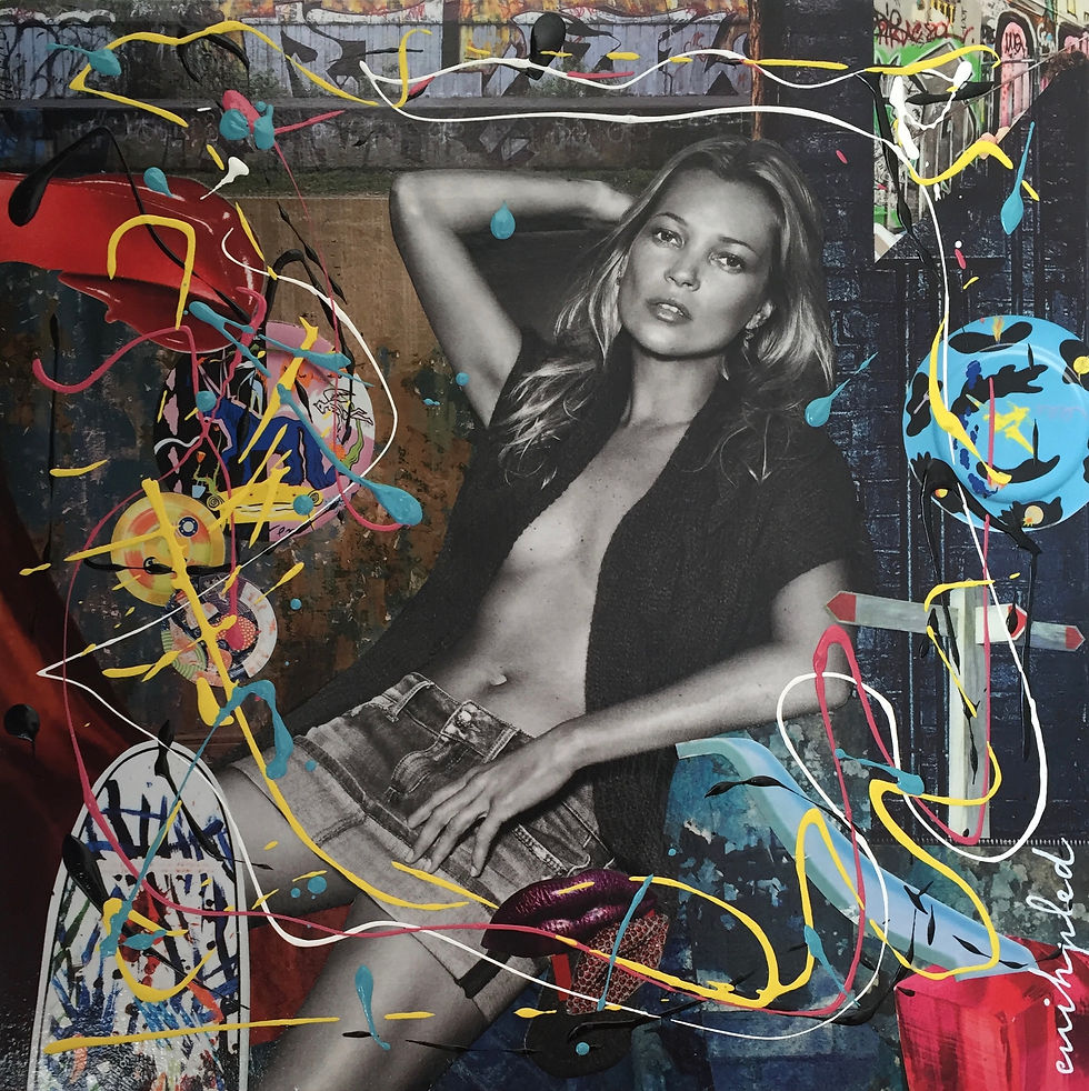 Tableau en collages enihpled Kate Moss street art