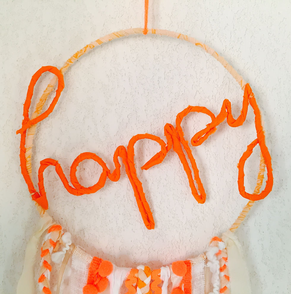 Miniature : Attrape reves dreamcatcher orange fluo happy