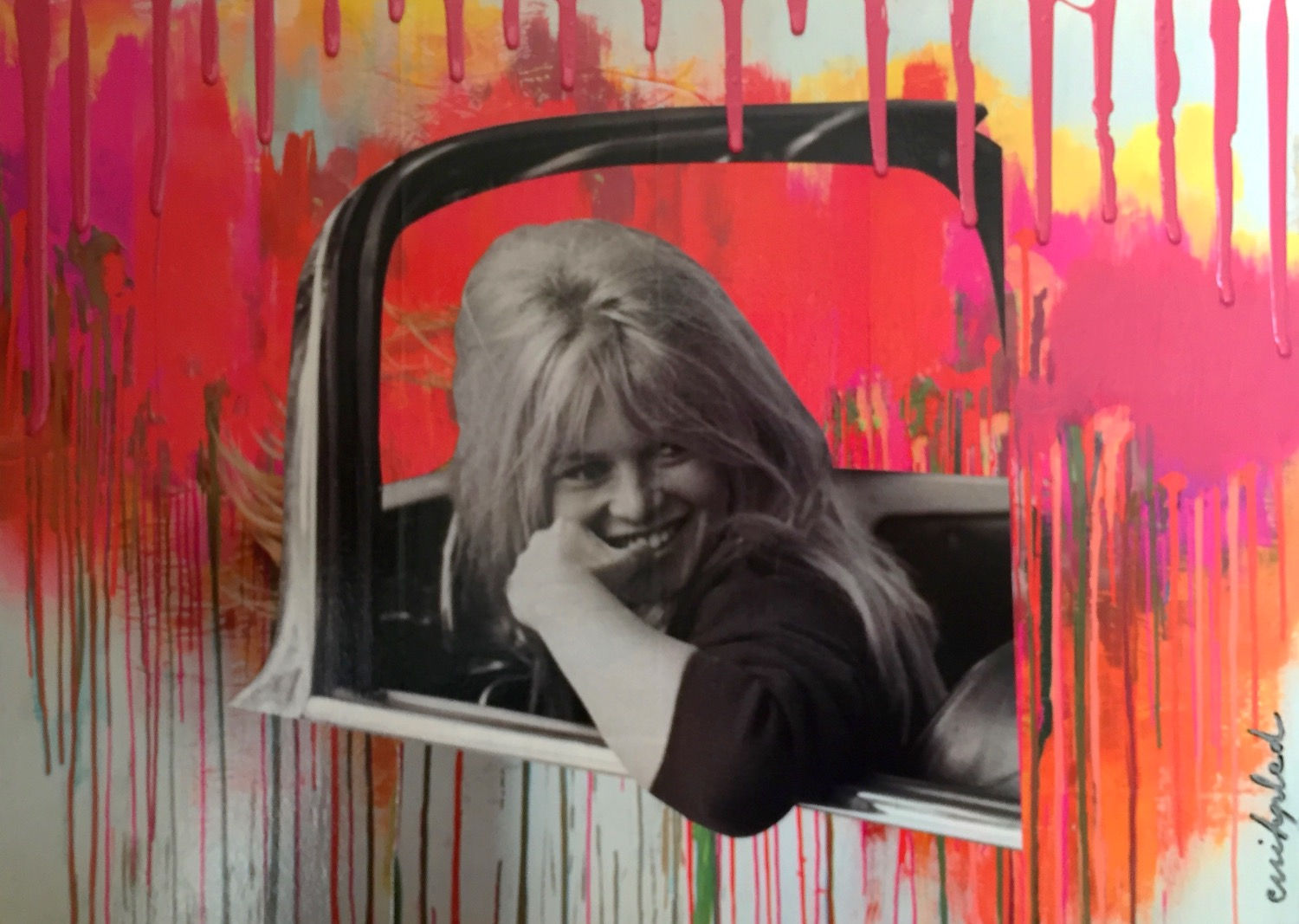 Tableau en collages enihpled Brigitte Bardot peinture