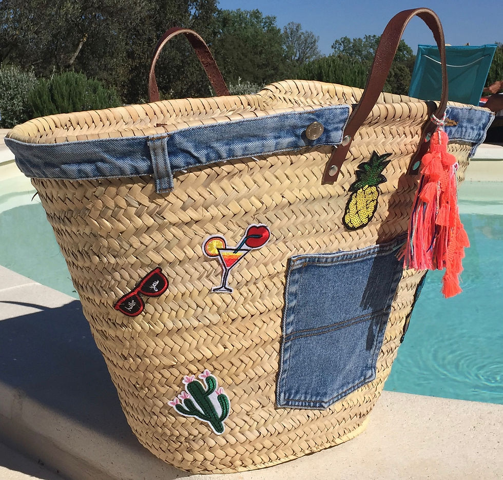 Miniature : Panier de plage customisé jean