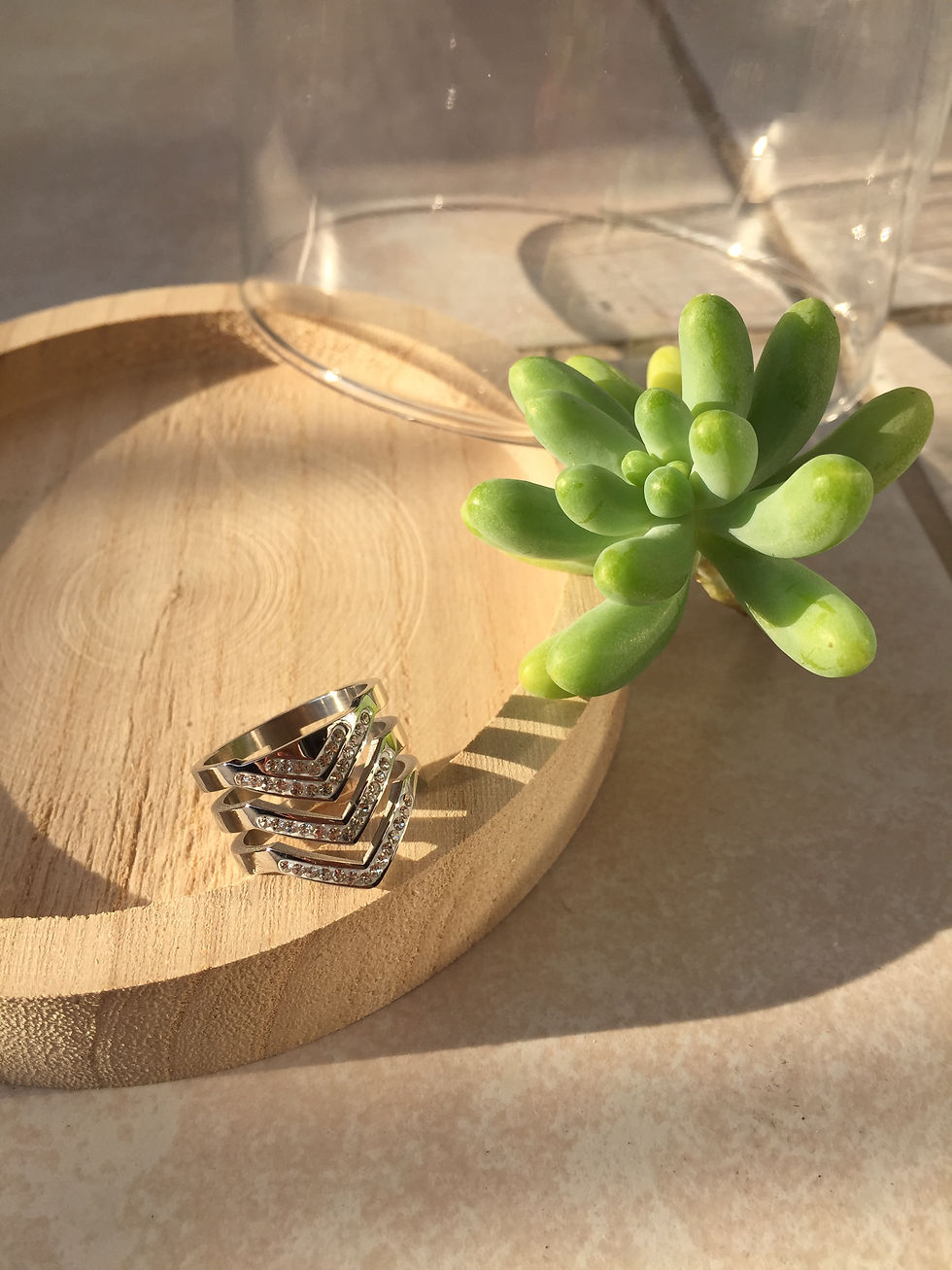 Miniature : Bague army bandes et strass argenté