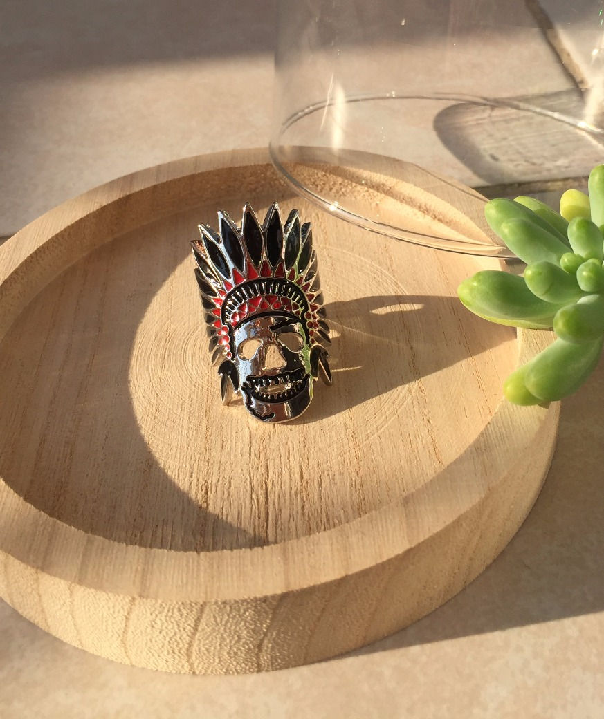 Miniature : Bague skull apache argentée