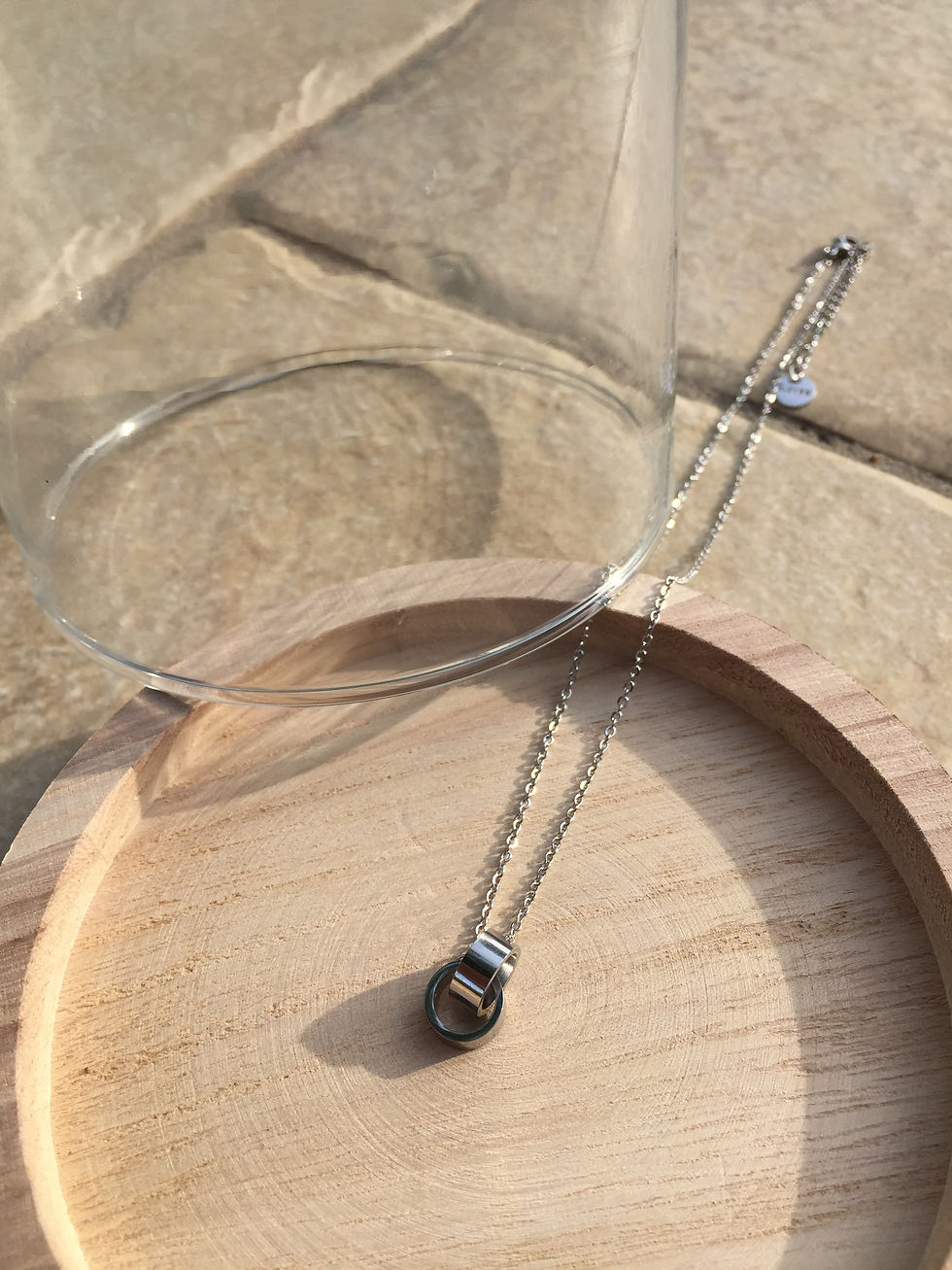 Miniature : collier 2 anneaux menottes argenté