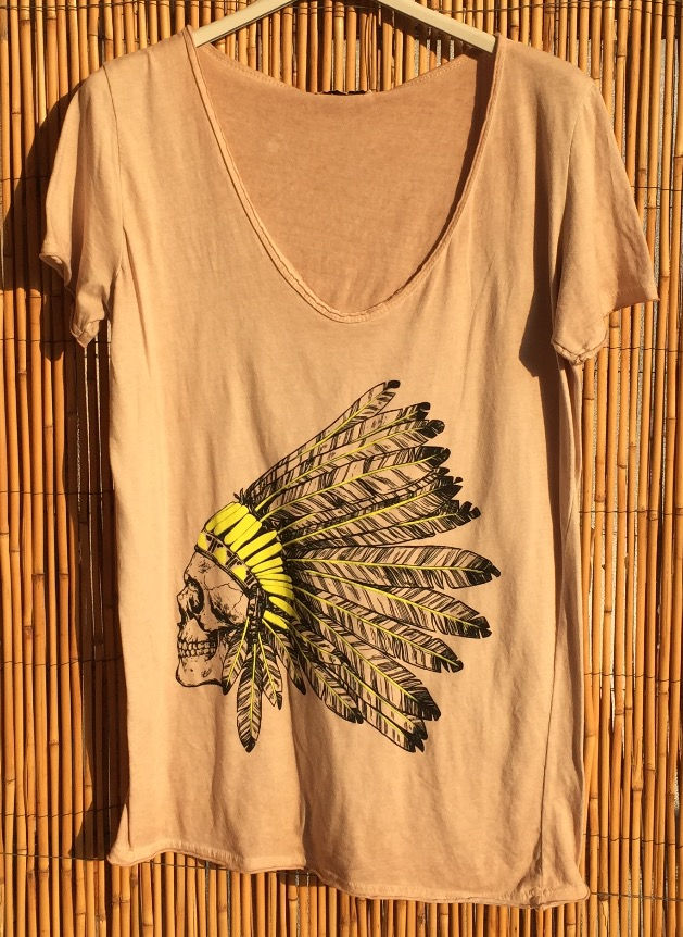 Miniature : Tee shirt tete de mort skull apache beige
