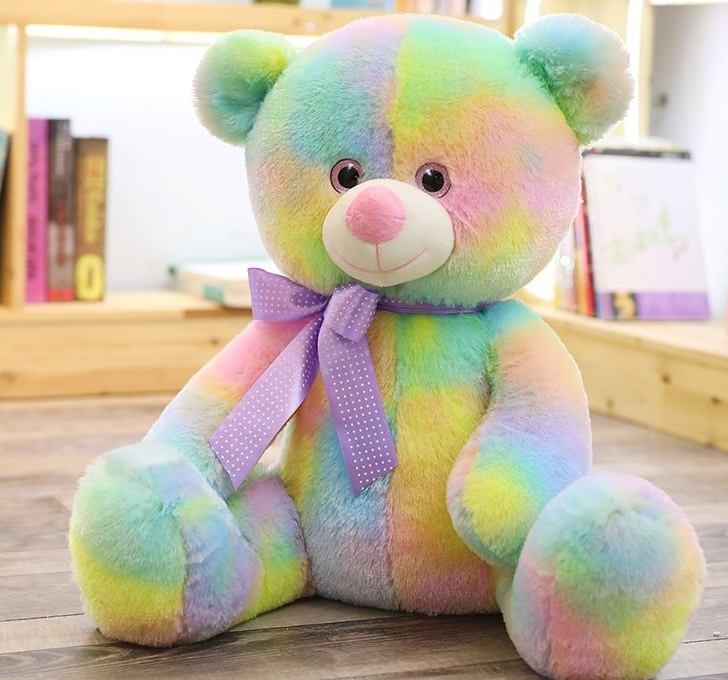 Gradient Color Rainbow Teddy Bear Stuffed Toy (Single)