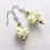 Thumbnail: White Flowers Earrings Lampwork Glass Green Accents Silver Tone Hooks AUS Made
