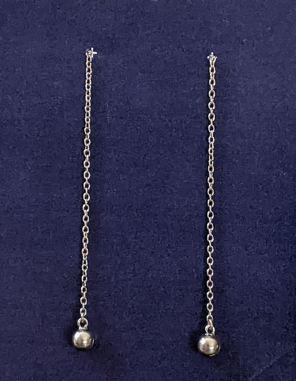 Thumbnail: Small Ball Threader Earrings 925 Sterling Silver Lightweight