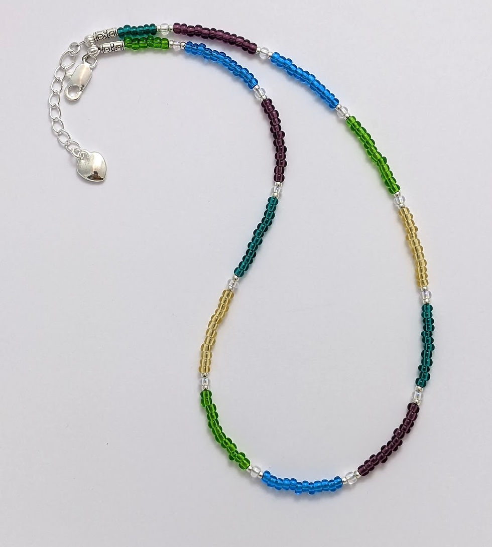 Thumbnail: Minimalist Tiny Beads Necklace Multi Colour Translucent Glass Handmade Australia