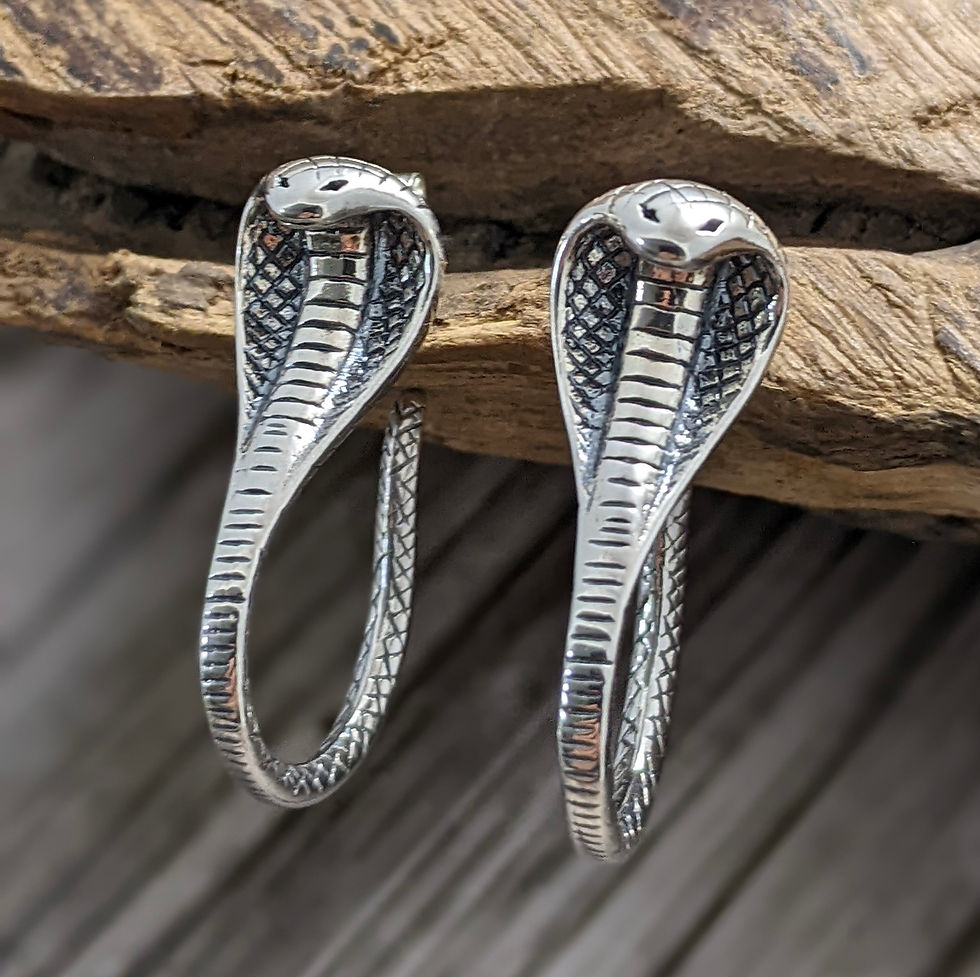 Thumbnail: Snake Cobra Stud Earrings 925 Sterling Silver Designer Signed 6.3g