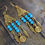 Thumbnail: Turquoise Multi Drop Earrings Feather Charms Gold Plated Pewter Made Australia